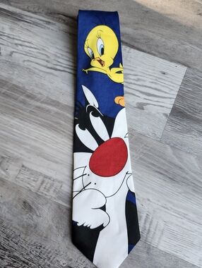 Ralph Marlin Sylvester Tweety Looney Tunes Tie Blue Cartoon NoveltyRalph Marlin